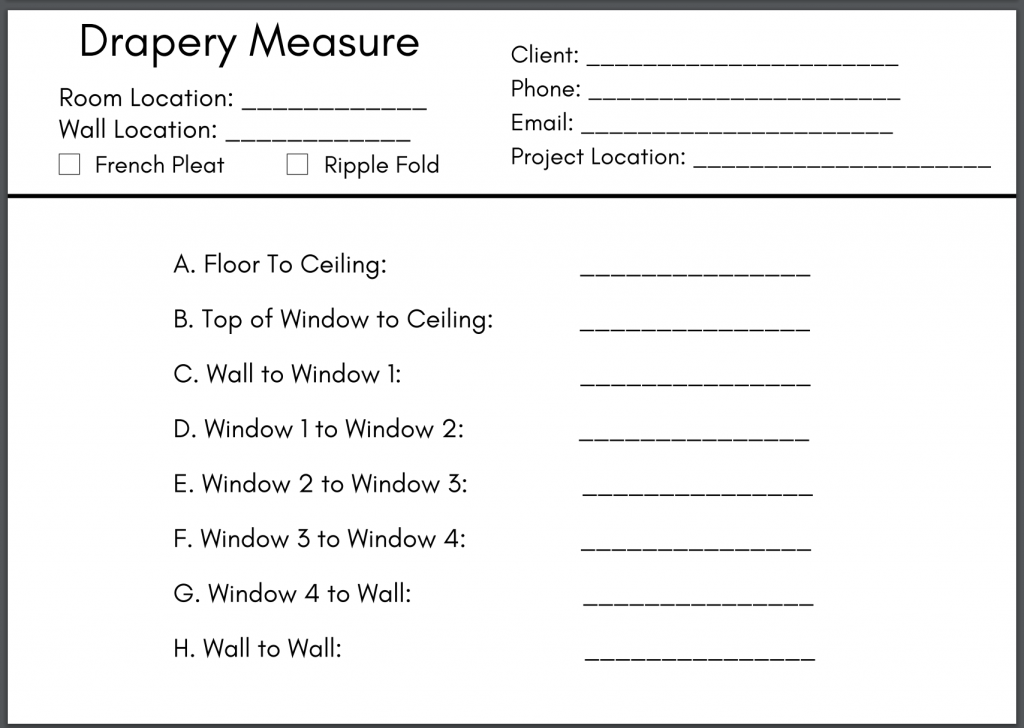 measure template for custom drapery