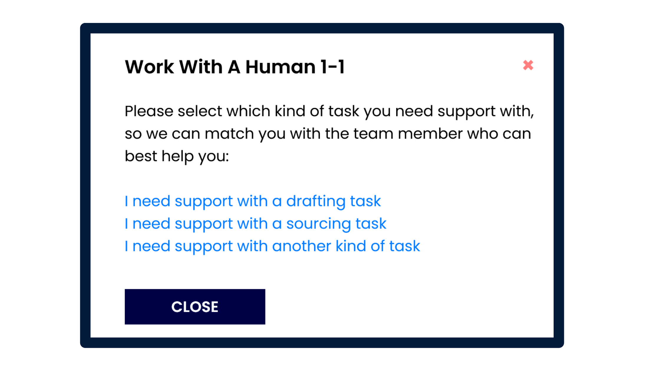Work with a human 1:1