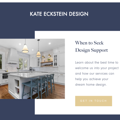 Kate Eckstein Design email newsletter, created by 4Dbiz marketing assistant for interior designers